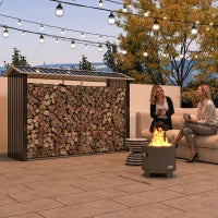 Legnaia con Struttura in Acciaio Galvanizzato e Base rialzata, 240x 86x160cm, Nero