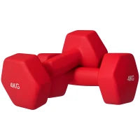 Set 2 Manubri Esagonali da 2x4 kg in Metallo e Plastica con Impugnatura Antiscivolo, 19x9x9 cm, Rosso