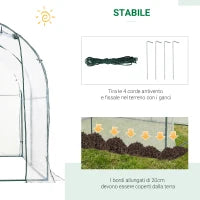 Serra Tunnel da giardino, Serra da Balcone per Piante e Orto con Copertura in PVC, Porta Avvolgibile e Telaio in Acciaio, 2x2.5x2m