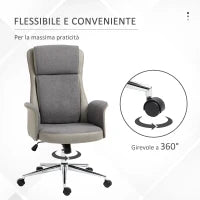 Sedia da Ufficio Elegante a 2 Tessuti, Sedia Ergonomica ad Altezza Regolabile, 65x72x108-118 cm, Grigia