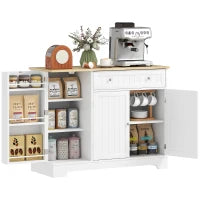 Buffet da cucina, mobile da archiviazione con 3 ante, cassetto, ripiani porta e ripiano regolabile, 105x40x83cm, bianco
