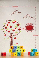 Sticker Da Muro Apples Con Post-It Cm 120X125
