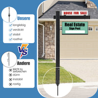 Palo per Cartelli Immobiliari da 183 cm, Palo per Cartelli di Vendita UPVC per Cartelli di Vendita Garage, in Affitto, Vendita Immobiliare, Braccio da 91 cm (Nero)