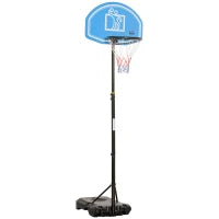 Canestro Basket con Altezza Regolabile 197.5-245cm, Base con Ruote e Tabellone, Blu
