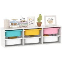 Mobile portaoggetti per bambini a 2 livelli, con 6 contenitori rimovibili, 97x21x29cm, Bianco