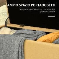 Panca Fondo Letto con Spazio Contenitore e Rivestimento in Poliestere Giallo, 101x38.5x44.5 cm