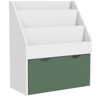 Libreria per Bambini 3-8 Anni a 3 Ripiani con Cassetto Inferiore, in MDF, 62.5x30x70 cm, Verde