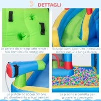 Castello Gonfiabile per Bambini con Scivolo, Trampolino e Piscina, 390x300x197cm