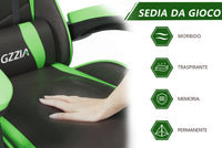 Sedia gaming ergonomica - RATTANTREE - con Supporto Lombare Sedia da Gioco in Pelle Pu con Altezza Regolabile - Vert