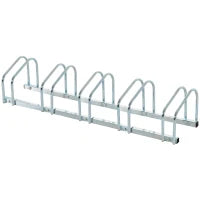 Rastrelliera Portabiciclette Parcheggio per 5 Biciclette in Acciaio, 145×33×27 cm, Argento