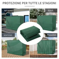 Copertura per Dondolo da Giardino a 3 Posti in Tessuto Oxford con Chiusura a Corda, 240x133x185 cm, Verde