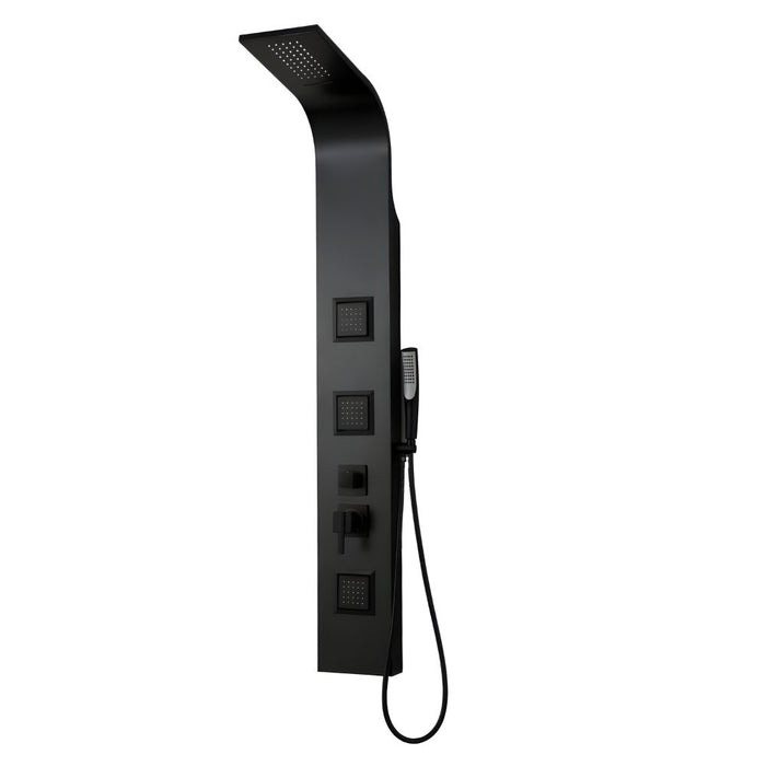 Colonna doccia night nero opaco 3 getti idro lombari e cascata h140xl20 *** confezione 1