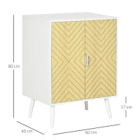Credenza Moderna in Legno, Mobiletto Multiuso con Ripiani per Soggiorno, Camera o Ingresso con 2 Antine e Mensola Regolabile, 60x40x80cm