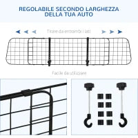 Divisorio Auto per Cani, Barriera Regolabile Universale, 91-152 x 30 cm, Nero