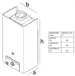 Hermann scaldabagno opalia c 11/1 lix low nox 16,9kw camera aperta gpl bianco