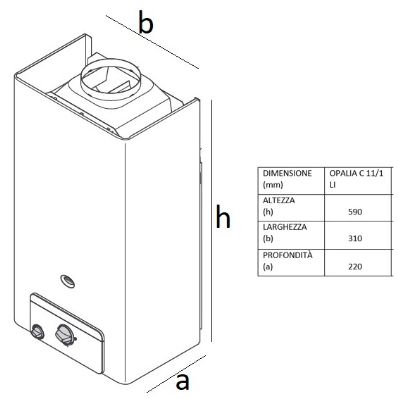 Hermann scaldabagno opalia c 11/1 lix low nox 16,9kw camera aperta gpl bianco