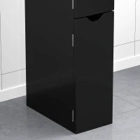 kleankin Colonna Bagno con 2 Ripiani e 2 Armadietti, Mobile Alto Salvaspazio 15.2x29.8x118 cm, Nero