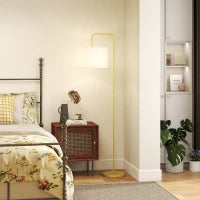 Lampada da Terra Moderna con Paralume in Lino Sintetico Lampada da Lettura per Soggiorno 64x38x163,5 cm Bianco e Dorato