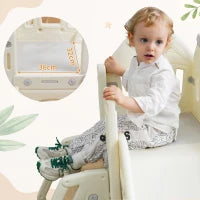 Scivolo per bambini 5-in-1 con altalena, arrampicata, canestro da basket e spazio di stoccaggio, 179×184×103 cm,Marrone+Bianco