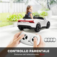 Auto Elettrica per Bambini 3-5 Anni con Telecomando, Sospensioni e Clacson, 103x58x41 cm, Bianca e Nero