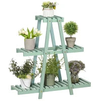 Portapiante a 3 Livelli in Legno di Abete per Interni ed Esterni, 76x26x76 cm, Verde Chiaro