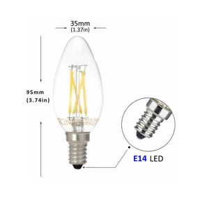 Optonica lampadine led a filamento c35 e14 4w alta efficienza e lunga durata *** temperatura colore lampada 2700k bia...