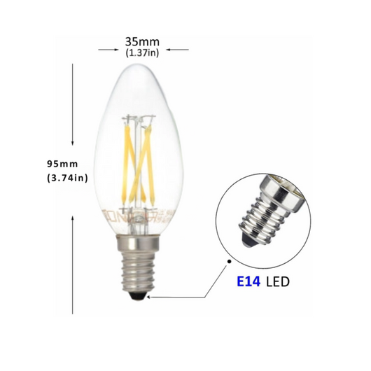 Optonica lampadine led a filamento c35 e14 4w alta efficienza e lunga durata *** temperatura colore lampada 2700k bia...