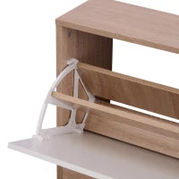 Mobile per Ingresso in Legno Set 3 Pezzi con Scarpiera, Appendiabiti e Specchio, 80x27x46.5cm - Color Legno