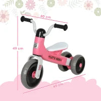 Triciclo per bambini senza pedali, da 1 a 3 anni, fino a 20 kg, 69 x 40 x 49 cm, Rosa