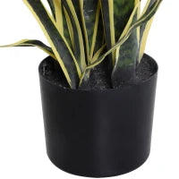 Sanseveria Artificiale Pianta Finta Realistica con Vaso,  Ø15cm x 80cm, Verde e Giallo