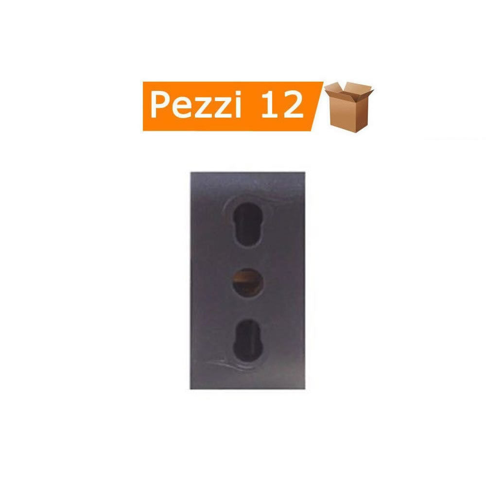 Multipack da 12 prese sicurezza 2p 10-16a+t colore grigio