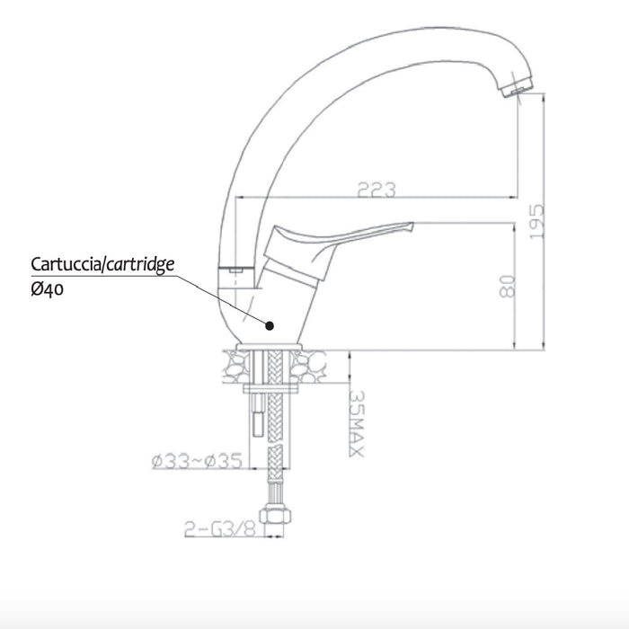 Miscelatore lavello cucina terra di francia rubinetteria serie sei