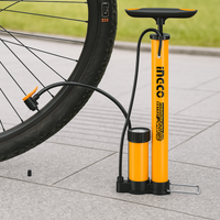 Pompa manuale professionale manometro tubo acciaio bici moto auto 38x500 mm