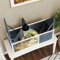 Casa per Tartarughe con Coperchio Superiore Facile da Aprire, Lampada, Pannello Frontale Trasparente, 120 x 50 x 40 cm, Grigio