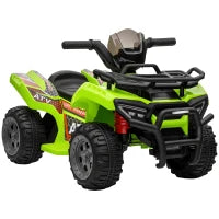 Quad Elettrico per Bambini 18-36 Mesi con Batteria Ricaricabile 6V e Fari, in Metallo e PP, 66x44x42 cm, Verde