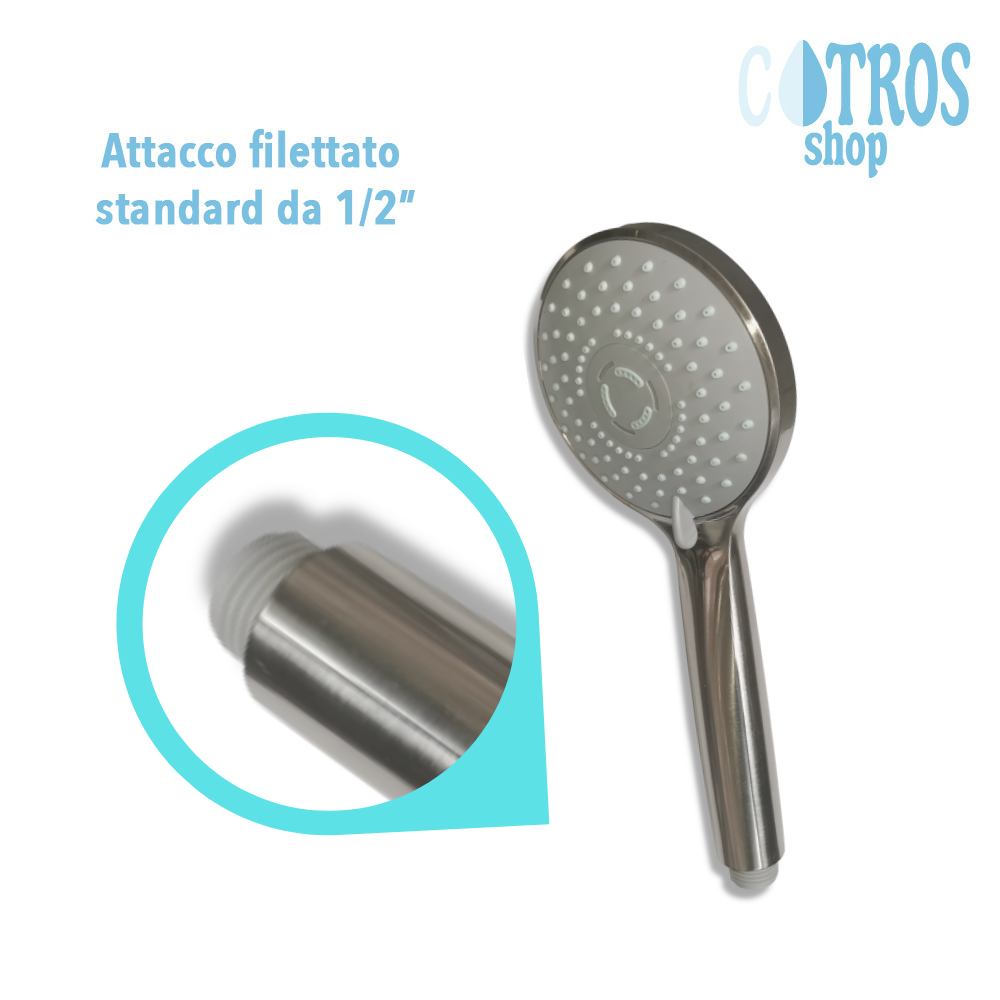 Doccetta nickel spazzolato 3 getti ugelli sistema anticalcare