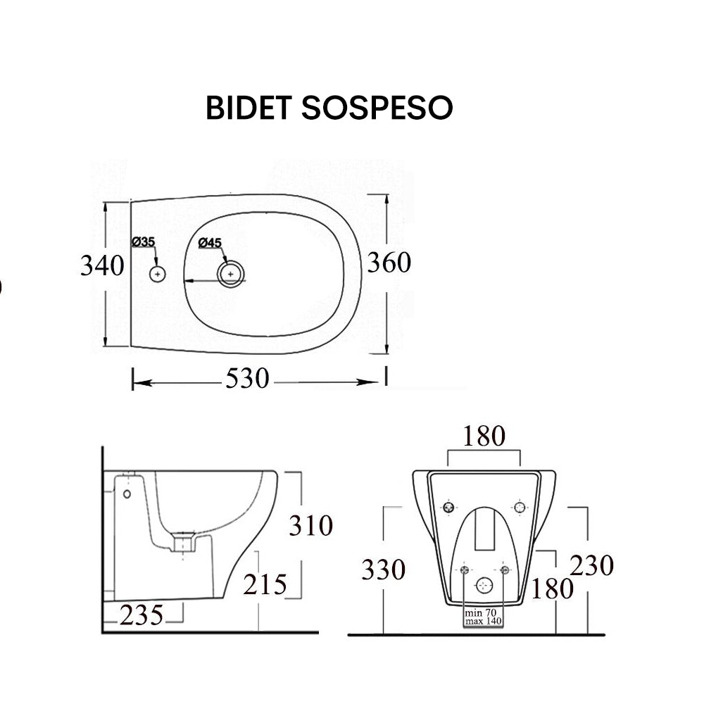 Ogomondo coppia sanitari fun sospesi vaso bidet sedile frizionato fissaggi