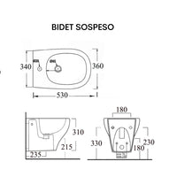 Ogomondo coppia sanitari fun sospesi vaso bidet sedile frizionato fissaggi