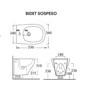 Ogomondo coppia sanitari fun sospesi vaso bidet sedile frizionato fissaggi