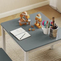 Set Tavolo e Sedie per Bambini da 3-8 Anni 3 pz in Legno con Bordi Arrotondati, Grigio e Bianco
