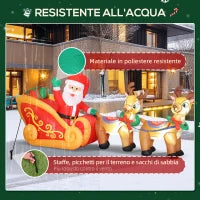 Babbo Natale Gonfiabile con Slitta e Renne da 2.4m con 6 Luci LED e Gonfiatore per Esterni e Interni