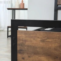 Struttura Letto Singolo in Legno e Acciaio con Doghe in Stile Industriale, 90x200cm