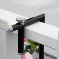 Tavolo da Ringhiera Pieghevole e Regolabile in Metallo, 60x60x57-72cm, Nero