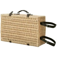 Cesta da Pic Nic per 4 Persone con Area Frigo e Accessori, in Vimini, 54x34x20 cm, color Legno