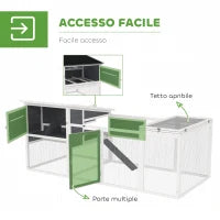 Pollaio per Galline con Casetta, Nido per Cova e Area Esterna, 214x101x 91.5cm, Grigio