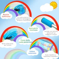 Monopattino per Bambini 3-7 Anni Pieghevole a 2 Ruote e Altezza Regolabile, 67x32x65-78 cm, Blu