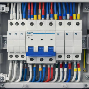 Chint nb1-63 interruttore magnetotermico 3p curva c 6ka guida din *** ampere 50 ampere, confezione 1