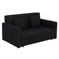 Divano Letto 2 Posti con Spazio Portaoggetti per Soggiorno e Camera, in Policotone e Gommapiuma, Grigio