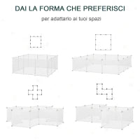 Recinto per Conigli, Cuccioli e Piccoli Animali Modulabile in Metallo e PP, 12 Pannelli da 35x45cm Bianco