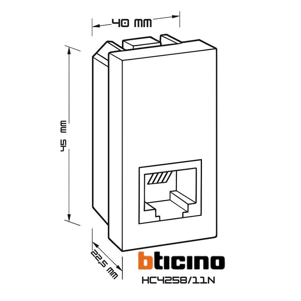 Bticino axolute hc4258/11n connettore telefonico rj11 tipo k10 tech